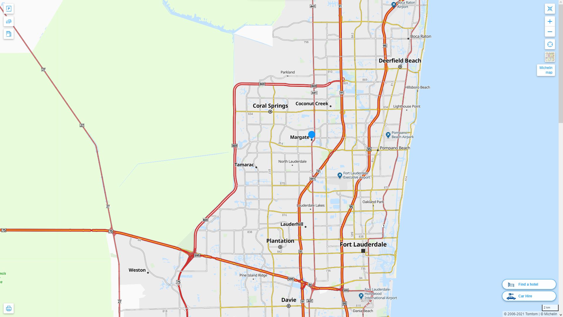 Margate Florida Highway and Road Map